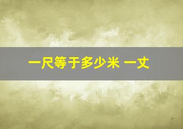 一尺等于多少米 一丈